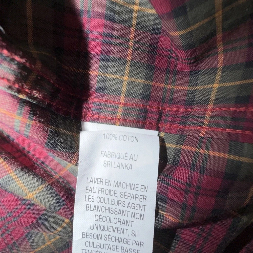 L.L. Bean 100% Cotton Wrinkle Resistant Traditional Fit Plaid Shirt Men's Size M